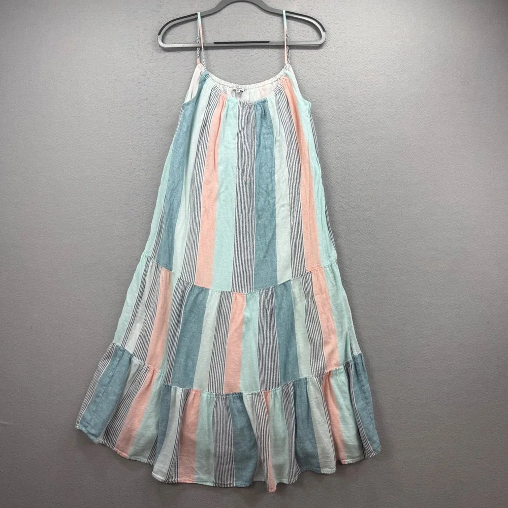 Rails Adora Dress Womens Medium Pastel Blue Peach Highland Stripe Coastal Boho - Picture 1 of 12